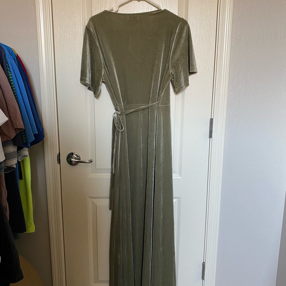 Roolee Etta Velvet Sage Green Wrap Dress